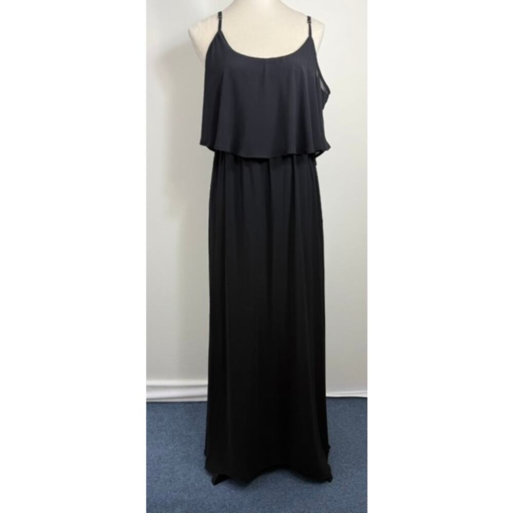 Show Me Your MuMu Caitlin Ruffle Maxi Dress Black Formal Goth XXL LBD Prom